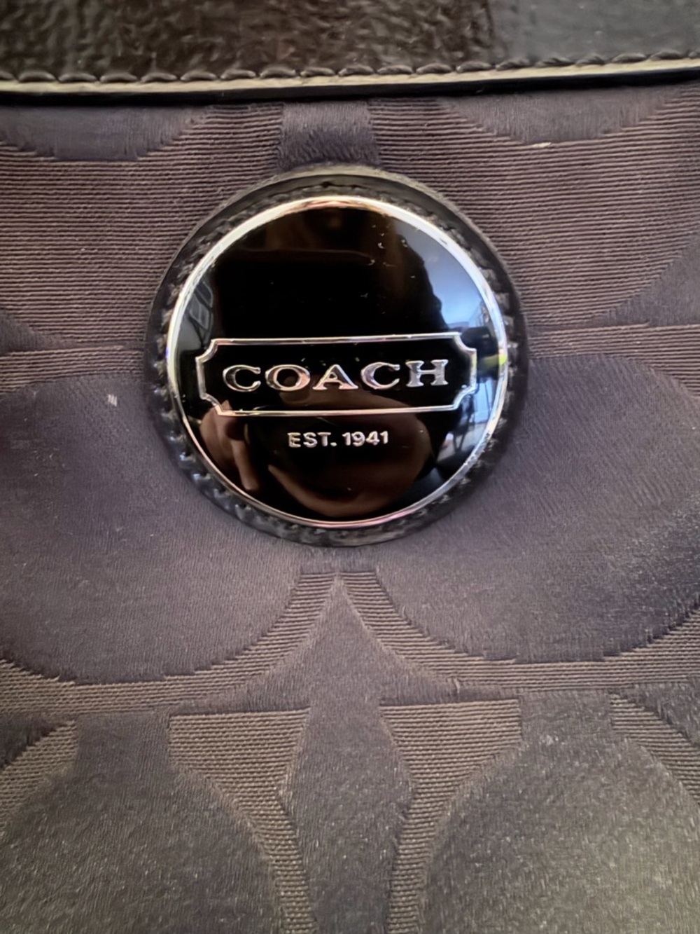 Coach Black Signature Tote with Purple and Pink Accents - Picture 3 of 8